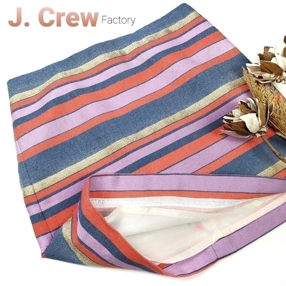 J. Crew Dresses & Skirts - J. Crew  Pink Blue Gold Stripe Mini Skirt 0